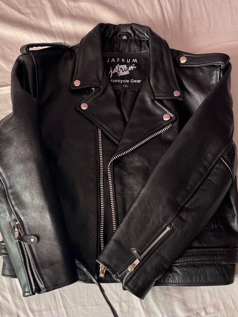 Black Motorcycle Leather Jacket - Men's